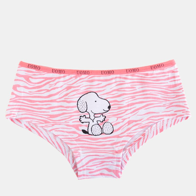 Women's coral cotton patterned panties with a doggy print - Clothing