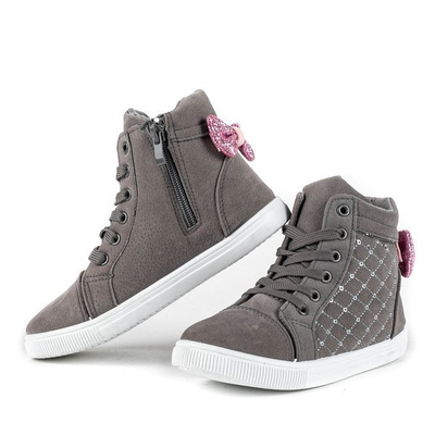 Gray girls &#39;boots with a bow Dafna - Footwear 1