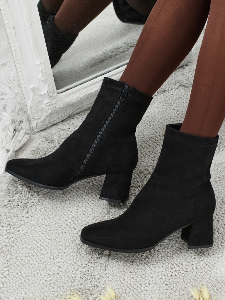 Women's Evron Faux Suede Block Heel Ankle Boots