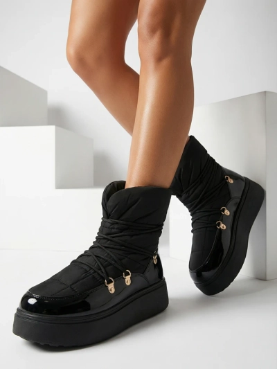 Royalfashion Women's slip-on snow boots in black Dabenda