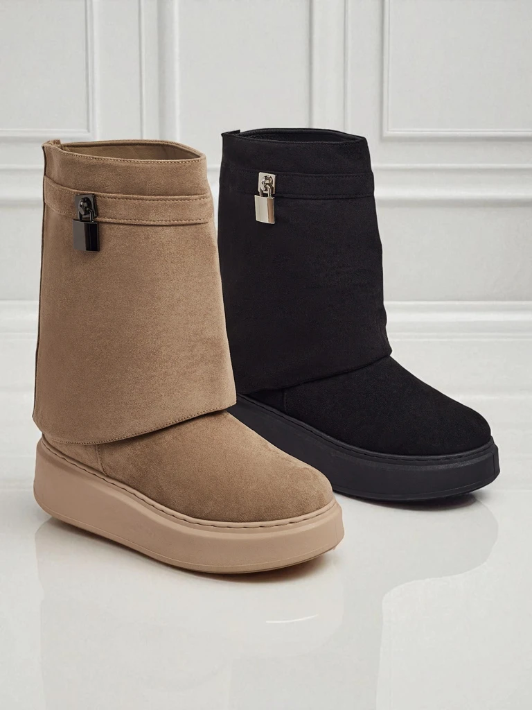 Elizze Women's Short Snow Boots with Detachable Upper