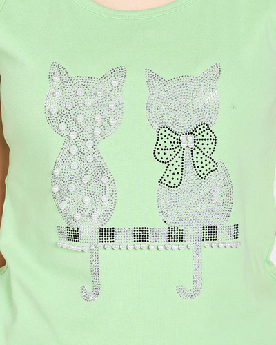 Ladies 'green embellished kitty top - Clothing