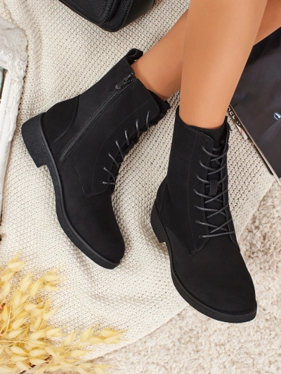 Matte Faux Leather Lace-up Women's Ankle Boots Treviline