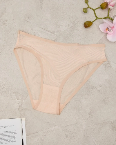 Royalfashion Бежевые женские трусики в сеточку