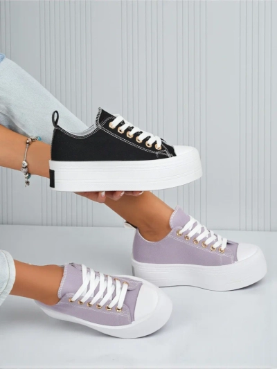 Purple Callista women's platform sneakers – summer/autumn, flat heel