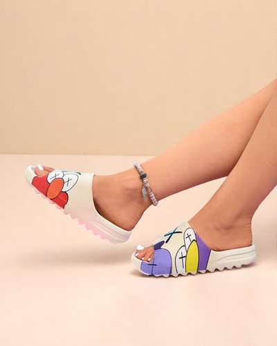 Krēmkrāsas gumijas sieviešu čības ar Pfizz apdruku - Apavi