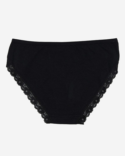 Черные хлопковые женские трусики с кружевом - Нижнее белье