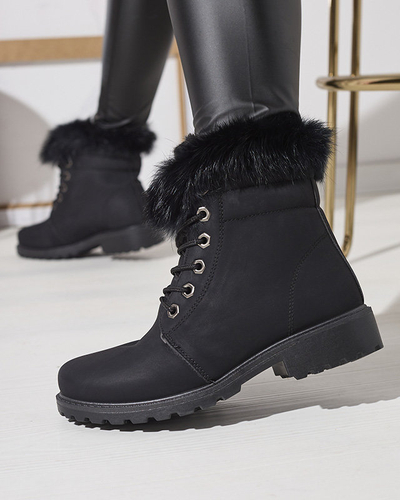 Klasiski sieviešu zābaki a'la trapper melnā krāsā Lausa- Footwear