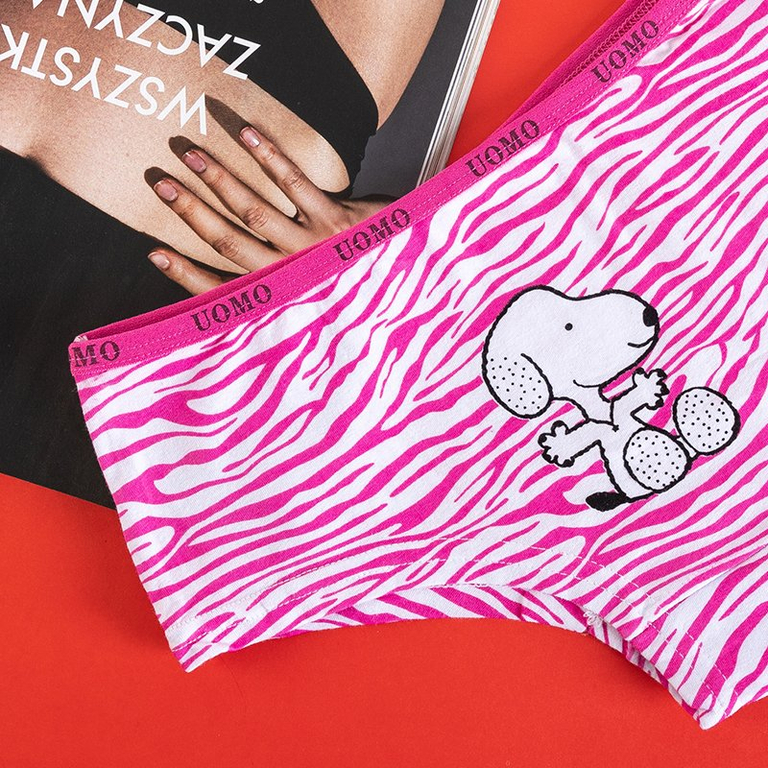 Women's fuchsia cotton patterned panties with a doggy print - Clothing