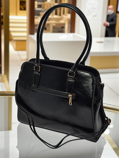 Women's Eco-Leather Shopper Bag with Embossing Iron Lace