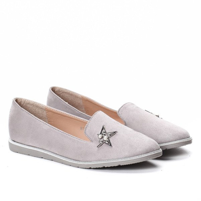 Szare mokasyny z gwiazdką - Obuwie