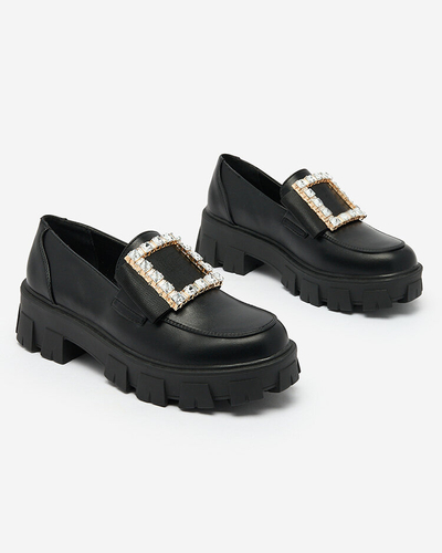 Royalfashion Black moccasins with decoration on the nose Alomease