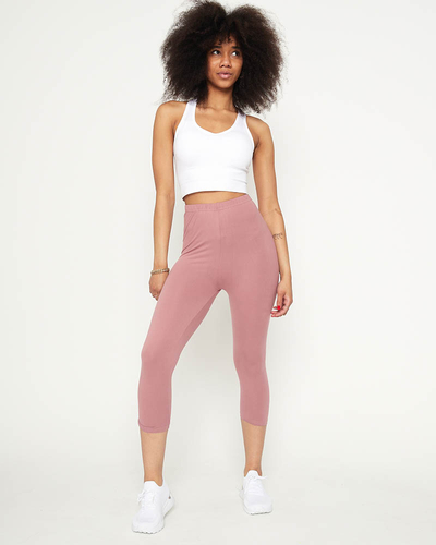 Pink women's 3/4 cycling leggings - Clothing