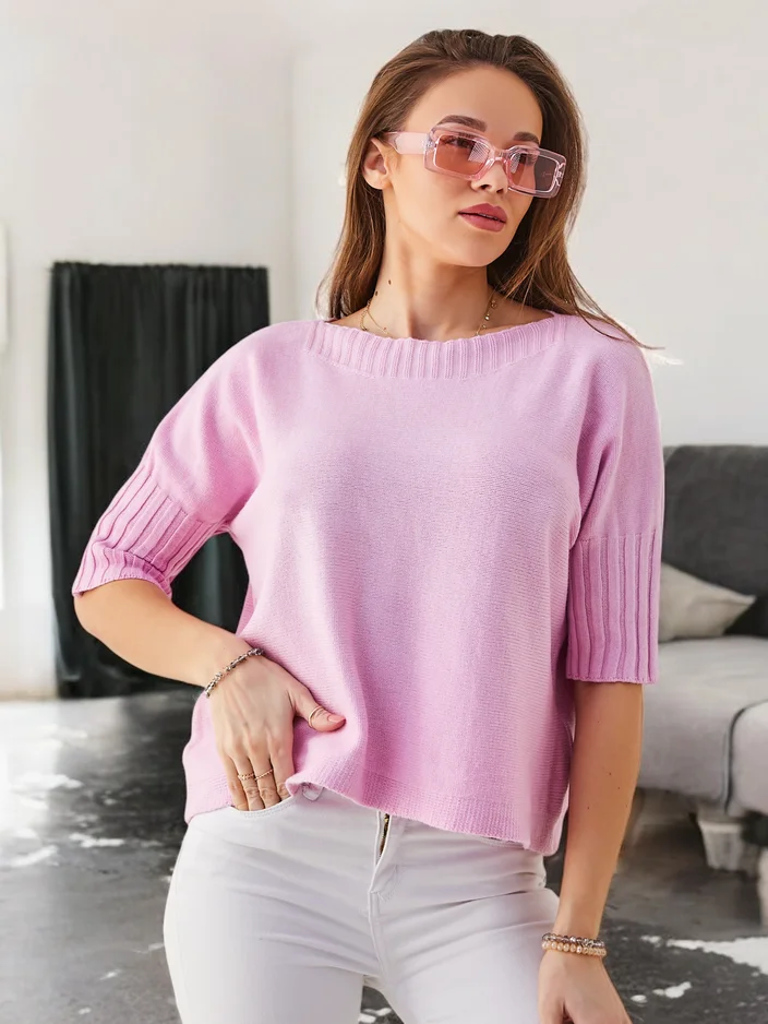 Royalfashion Sieviešu viskozes džemperis ar īsām piedurknēm