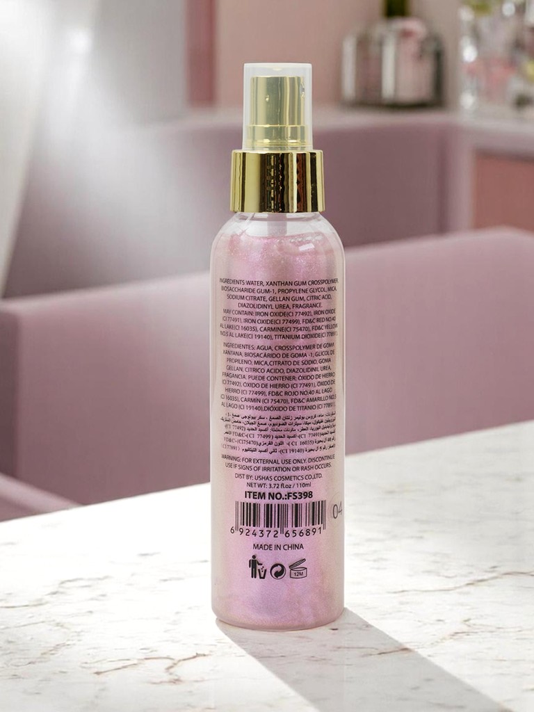 USHAS Vasaras sprejs – šķidrais sejas un ķermeņa izgaismotājs Rozā