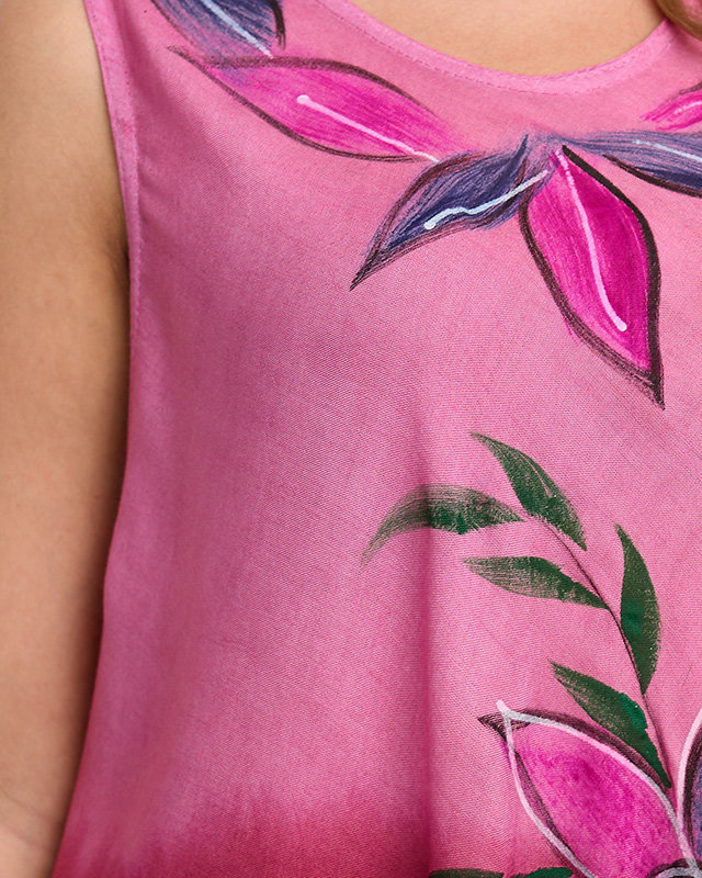 Женская пляжная накидка темно-розового цвета, платье с цветочным узором - Одежда