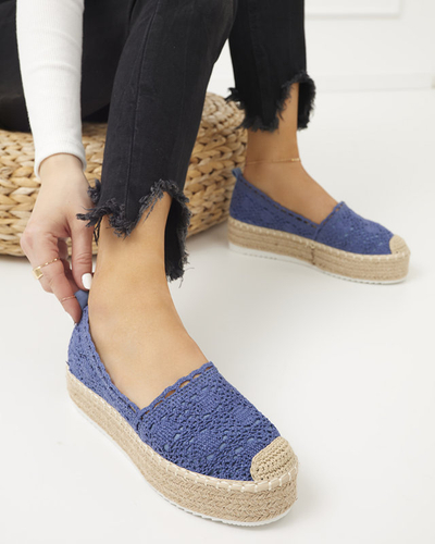 Blue women's openwork espadrilles on the platform Ezerra - Shoes
