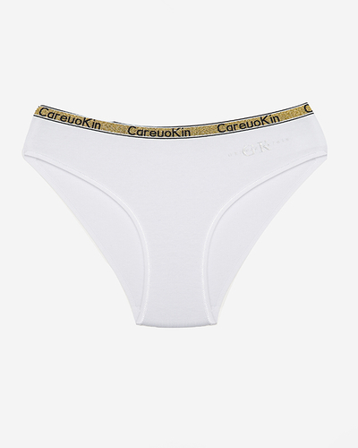 Women's white briefs with a golden stripe - Underwear