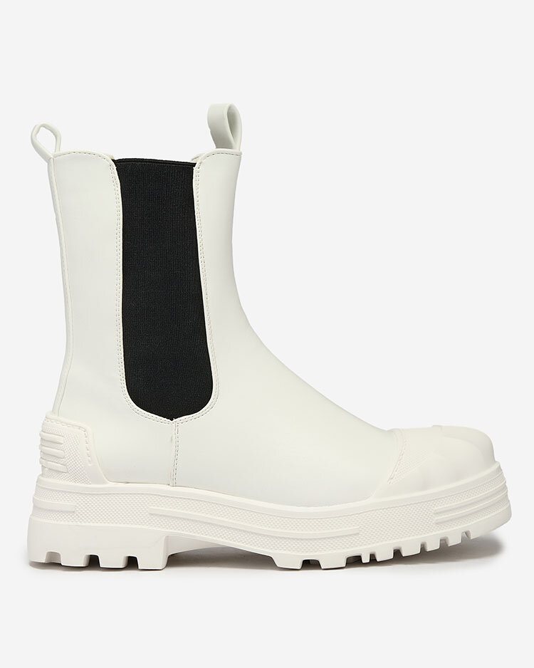 Royalfashion Women's flat heeled boots in white Yennas