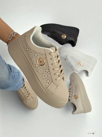 Женские кроссовки на платформе Callista Royalfashion, цвет экрю, экокожа