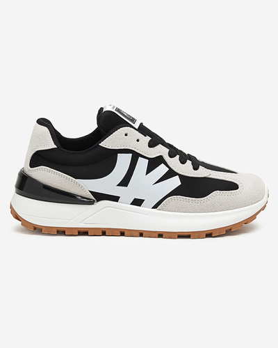 Women's black trainers with gray Narisa inserts - Footwear