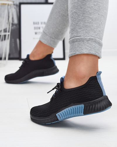 Black women's sports shoes with blue inserts Keteti - Footwear