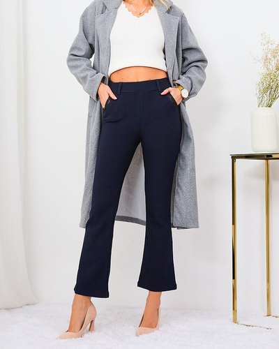 Royalfashion Темно-синие женские брюки из ткани a'la bells