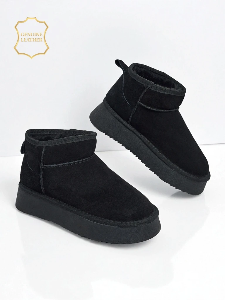 Kratke ženske čizme a'la snijeg od prirodne kože Elunara