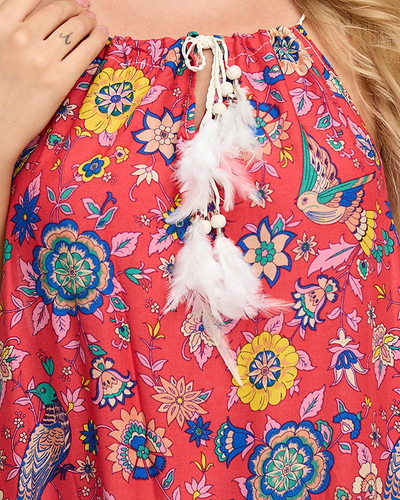 Women's red patterned dress-type cape - Clothing