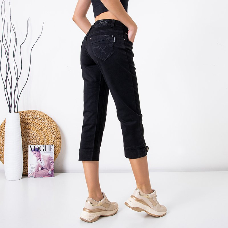 Black women's 3/4 length PLUS SIZE pants - Clothing