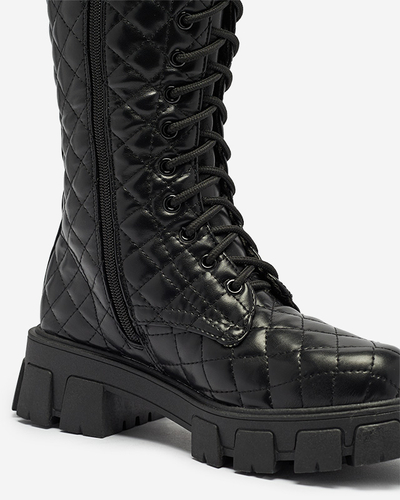 Black low boots with quilted upper Tepano - Footwear