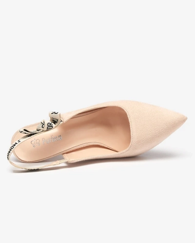 Beige eco-suede pumps with an interesting heel counter Misole - Footwear