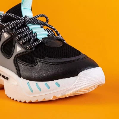 OUTLET Men's black sneakers with mint Gain elements - Footwear