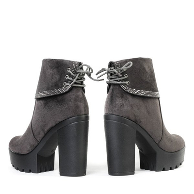 Szare botki na wysokim słupku Rashel - Obuwie