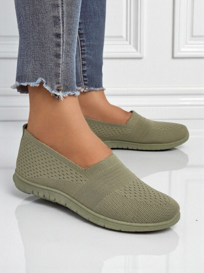 Gaia Verde Women's Moccasins – Comfortable Green Fabric Flat Shoes
