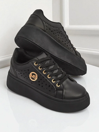 Aurelia Nero - Black Royalfashion platform made of eco-leather, model LH201-8