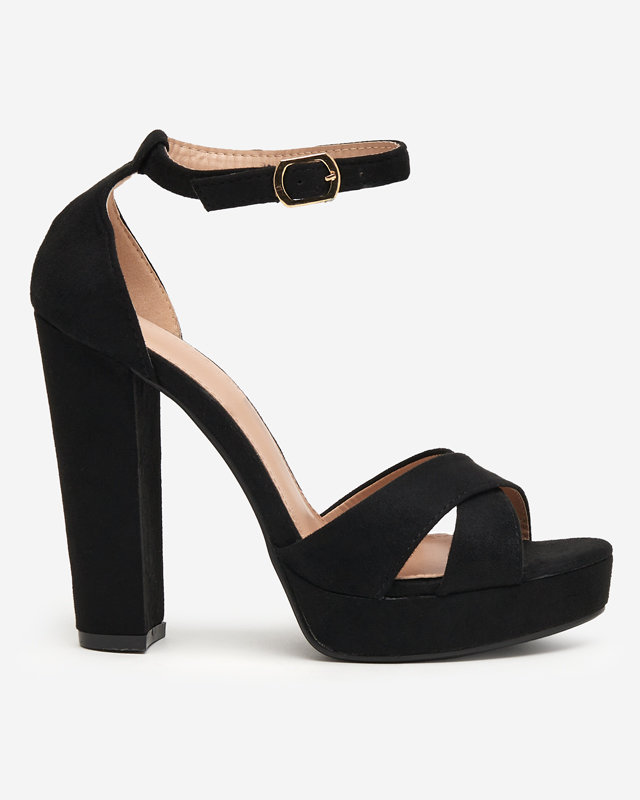 OUTLET Black women's sandals on a higher post Ivesjo - Footwear