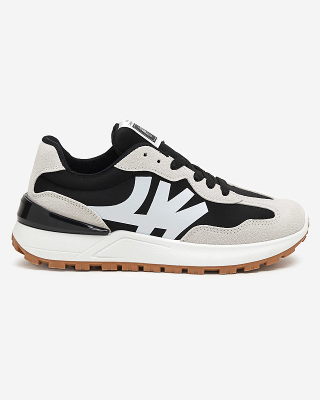 Women's black trainers with gray Narisa inserts - Footwear