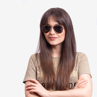 Ladies 'black sunglasses with a gold frame - Accessories