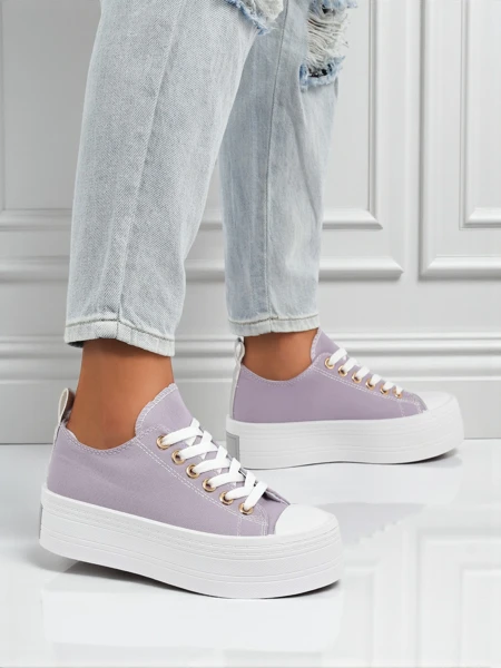 Purple Callista women's platform sneakers – summer/autumn, flat heel