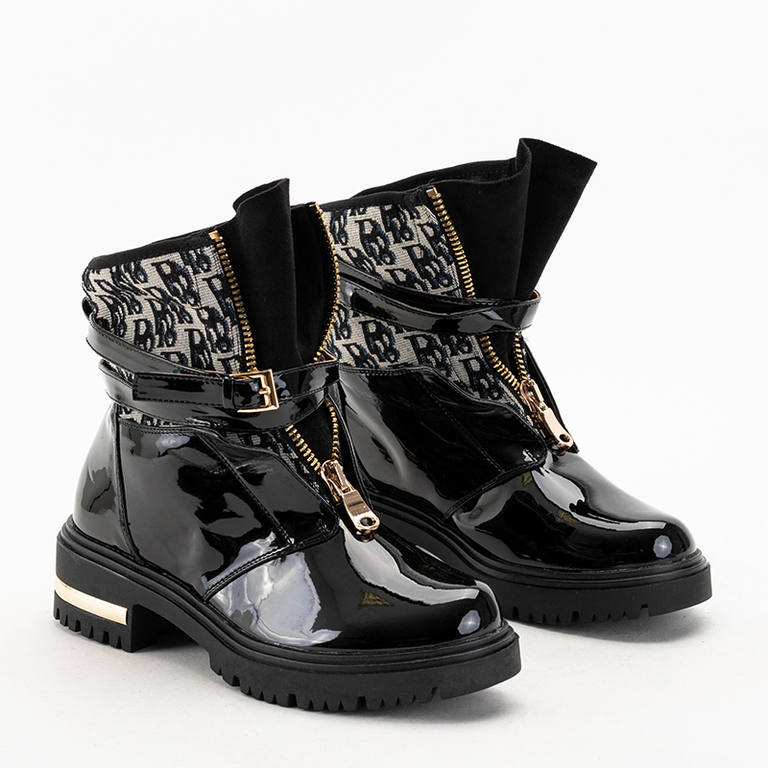 Black women's lacquered boots Rubiska - Footwear