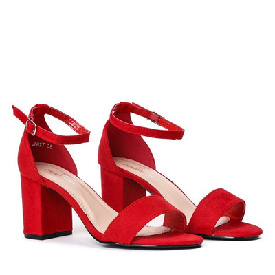 Sandały czerwone z eko-skóry na słupku Cefalia - Obuwie