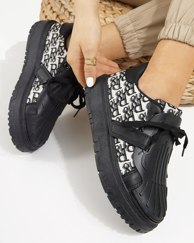 Black sports women's sneakers with Ibibis print - Footwear