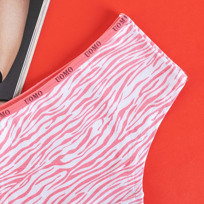 Women's coral cotton patterned panties with a doggy print - Clothing