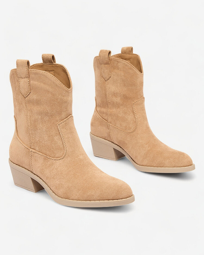 Royalfashion Light brown women's insulated cowboy boots Bronco