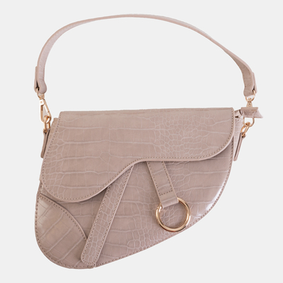 Gray women's saddle bag a'la crocodile skin - Accessories