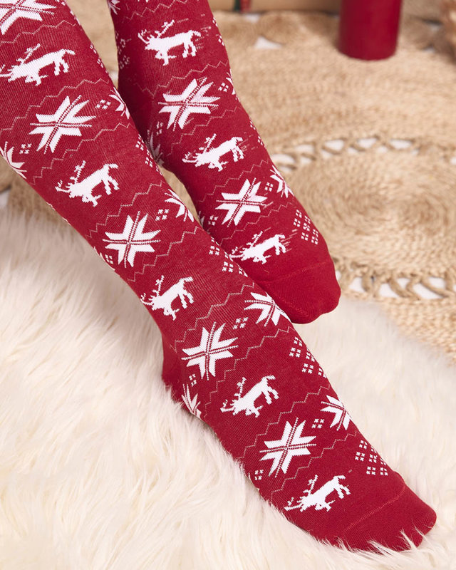 Sieviešu ziemassvētku zeķes pāri ceļgaliem bordo krāsā - Apakšveļa