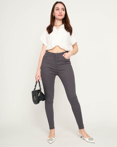 Tumši pelēki sieviešu šauri džinsi - Apģērbs