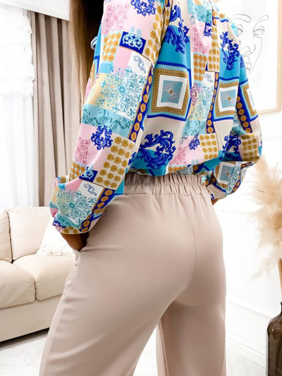 Beige women's wide-leg pants - Clothing