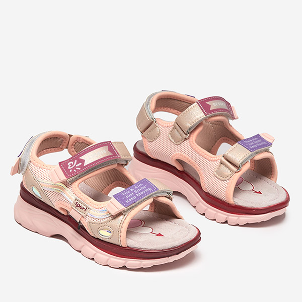 Rozā bērnu sandales ar krāsainiem ieliktņiem Meniko - Shoes